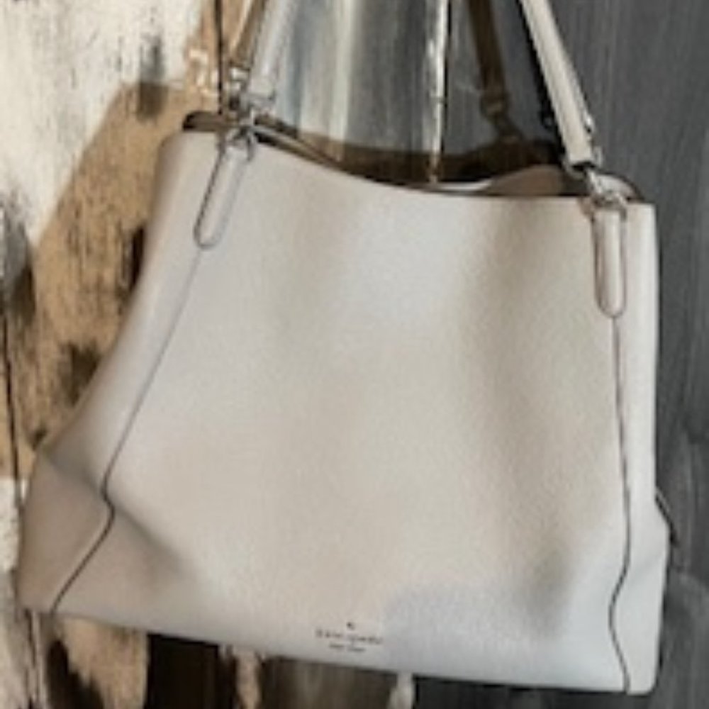 Kate Spade Leather Leila Medium Triple Compartment Shoulder Bag Moonlight